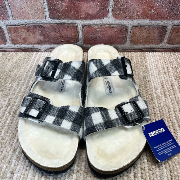 Birkenstock Arizona shearling wool sandals men’s Sz 12 - Picture 2 of 9